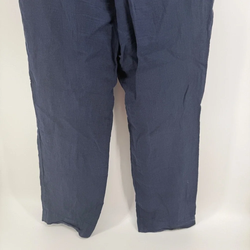 Lilly Pulitzer Navy Blue Linen Straight Leg Pants Womens Size‎ 16 Mid Rise